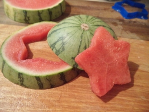We popped the star shaped watermelon out.